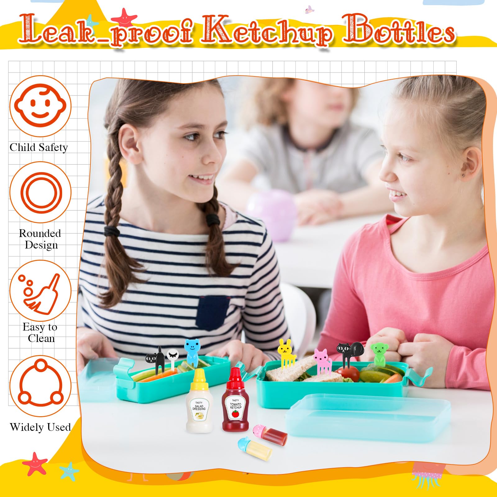 Hoolerry condiment containers group for neat, portable sauces