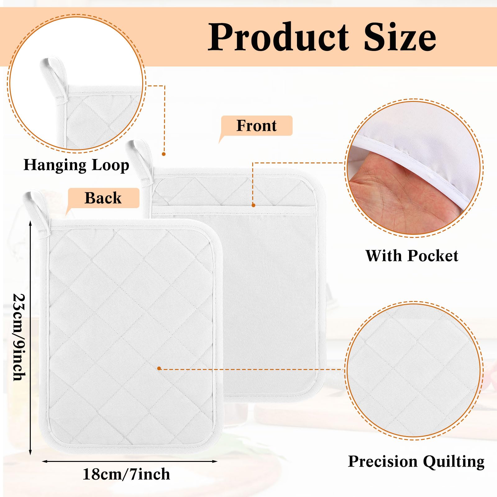 Hoolerry heat-insulated pot holders in white for oven use