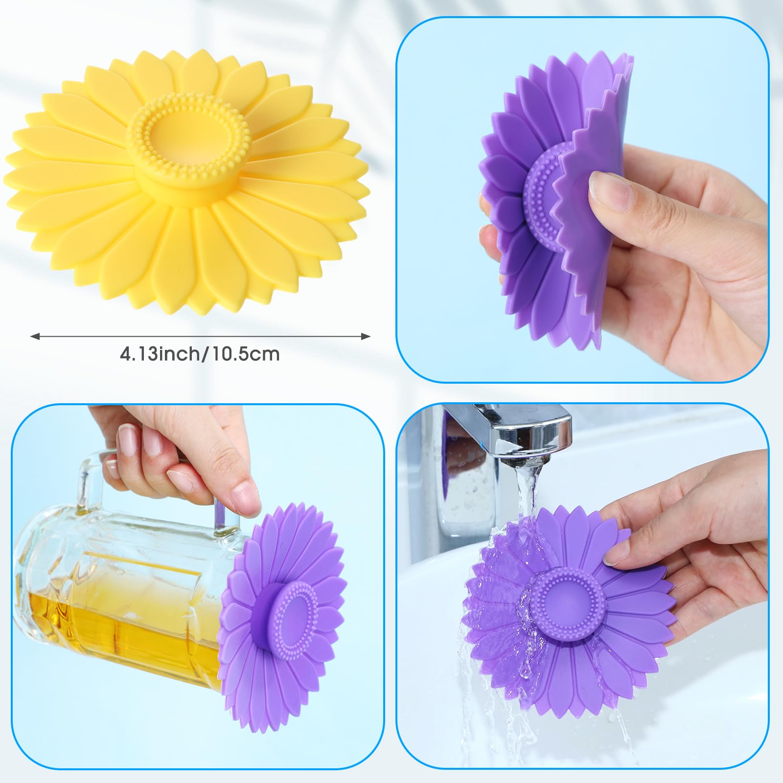 Hoolerry multicolor silicone cup lids fit securely on most cups.