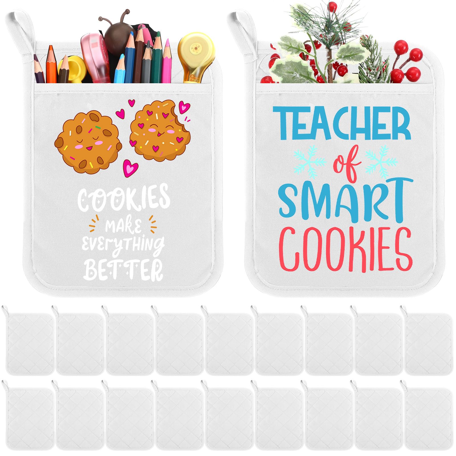 Hoolerry pocket pot holders 7x9 white showing pocket grip for hot dishes