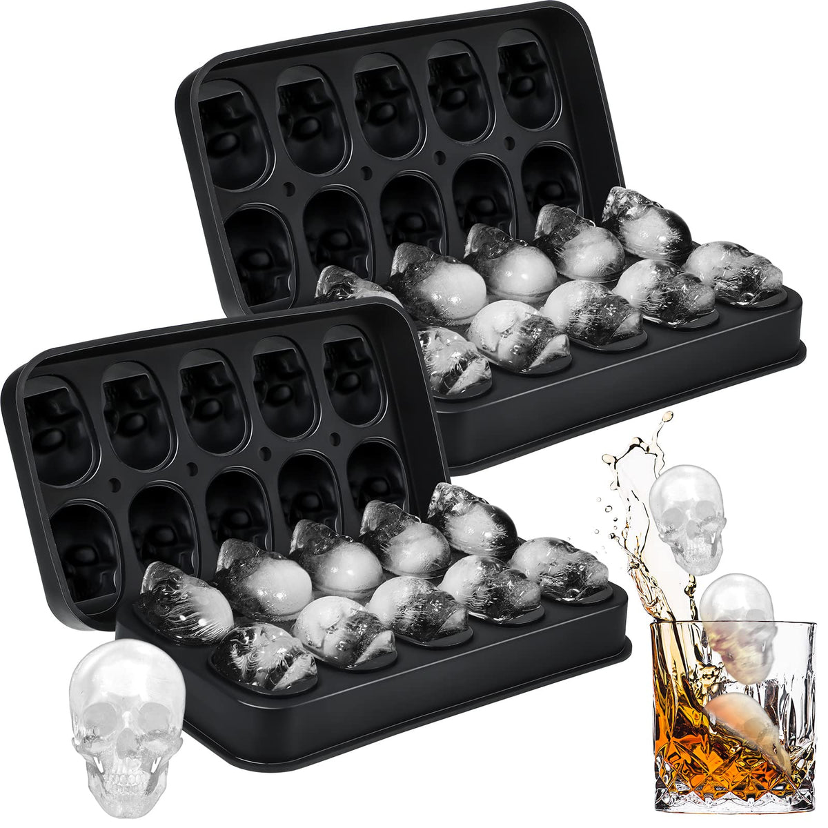 Hoolerry skull ice cube tray for Halloween party-ready cubes.