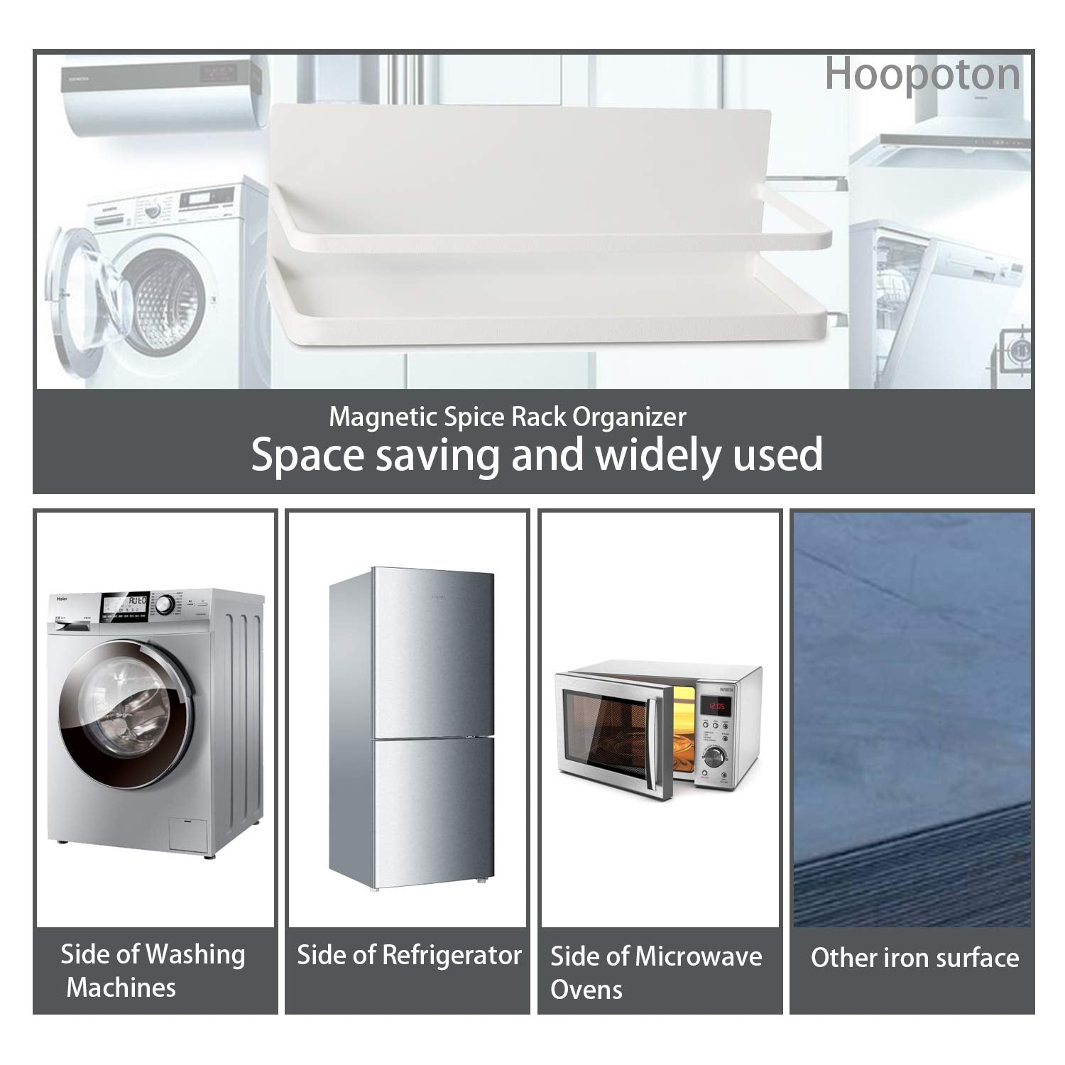 Hoopoton durable steel rack with black matte back for secure mounting.