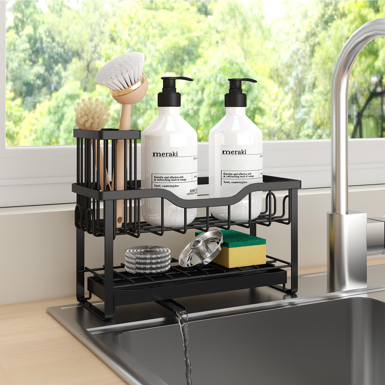 Hoopoton reinforced brush rack barrier maintains stability of tools.