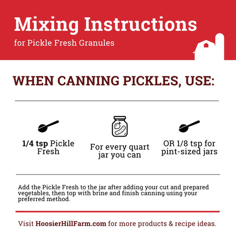 Hoosier Hill Farm Pickle Fresh Granules ready for pickling vegetables.