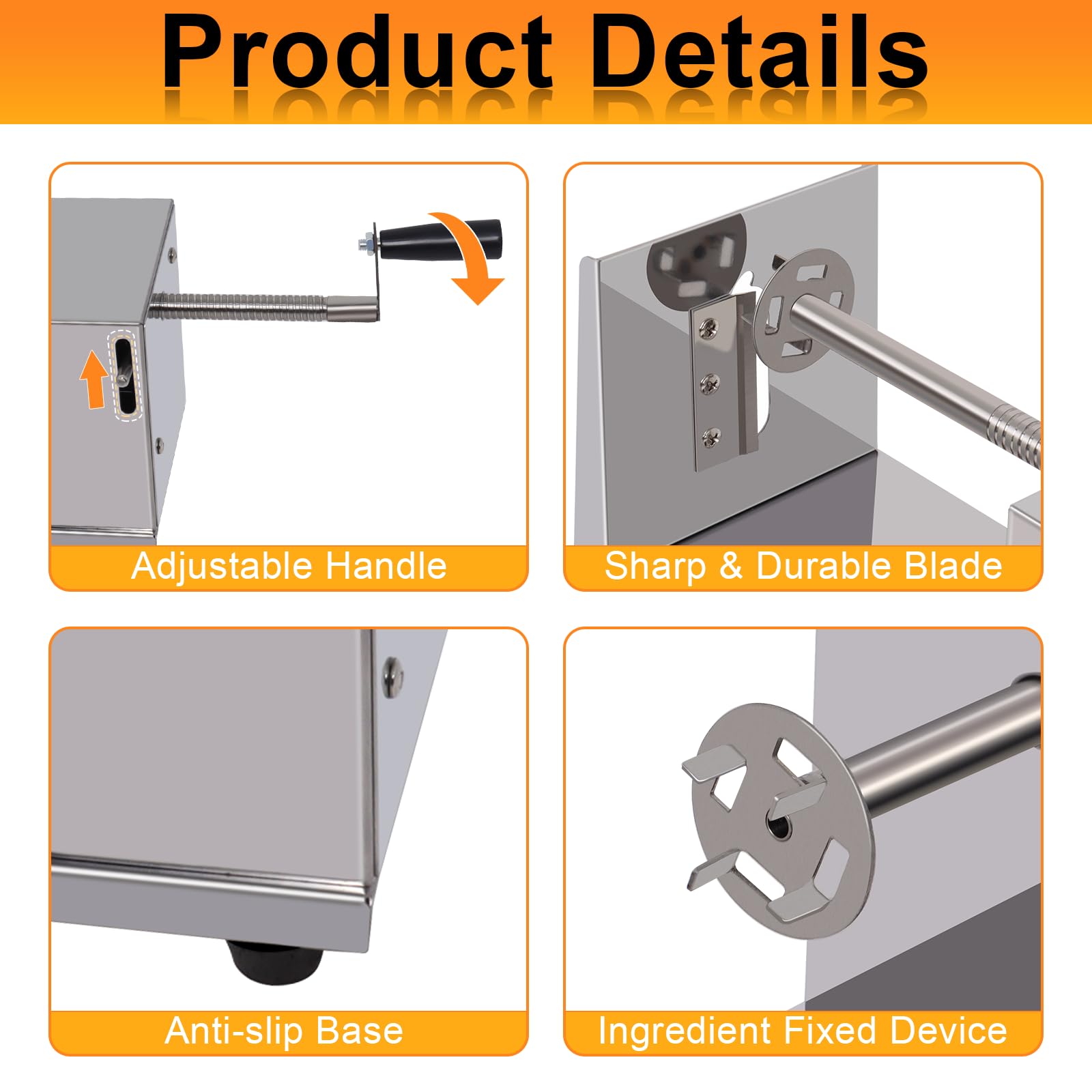 Hoqqf slicer base with non-slip feet ensuring stable operation
