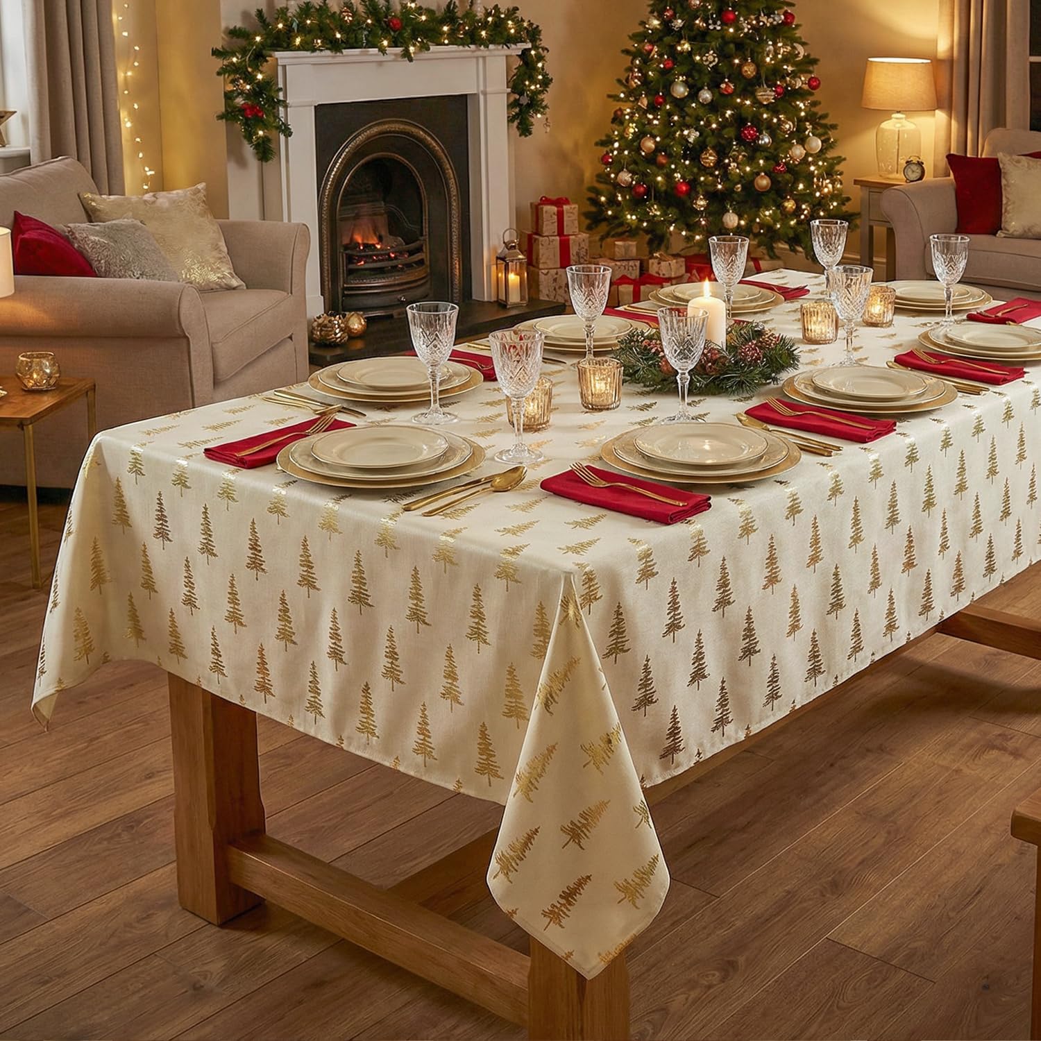 Horaldaily machine-washable beige tablecloth stays vibrant after washes