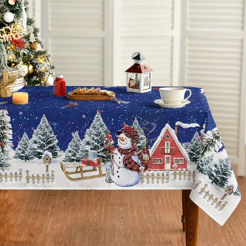 Horaldaily Christmas tablecloth with snowman design adds festive charm while protecting your table.