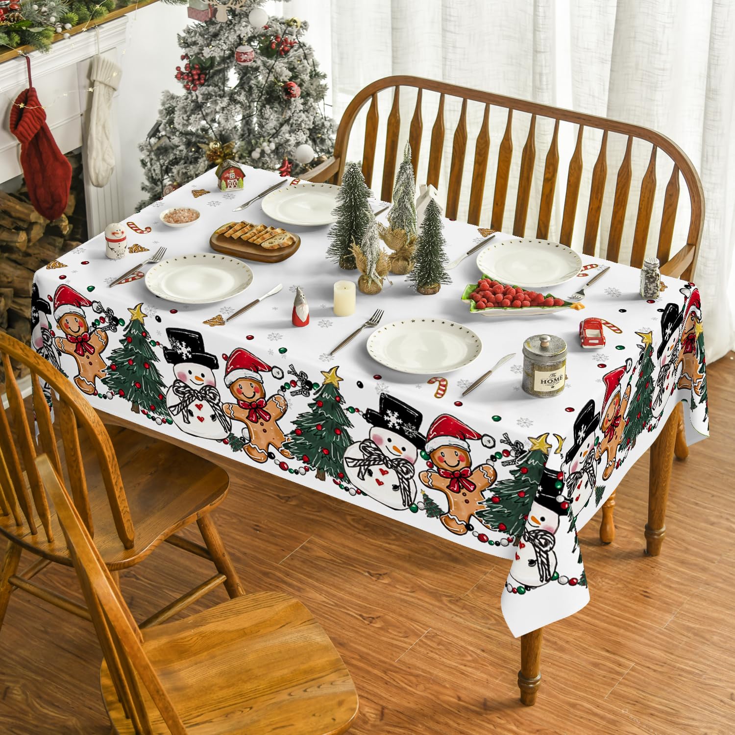 Horaldaily snowman pattern tablecloth enhances winter gatherings and decor.