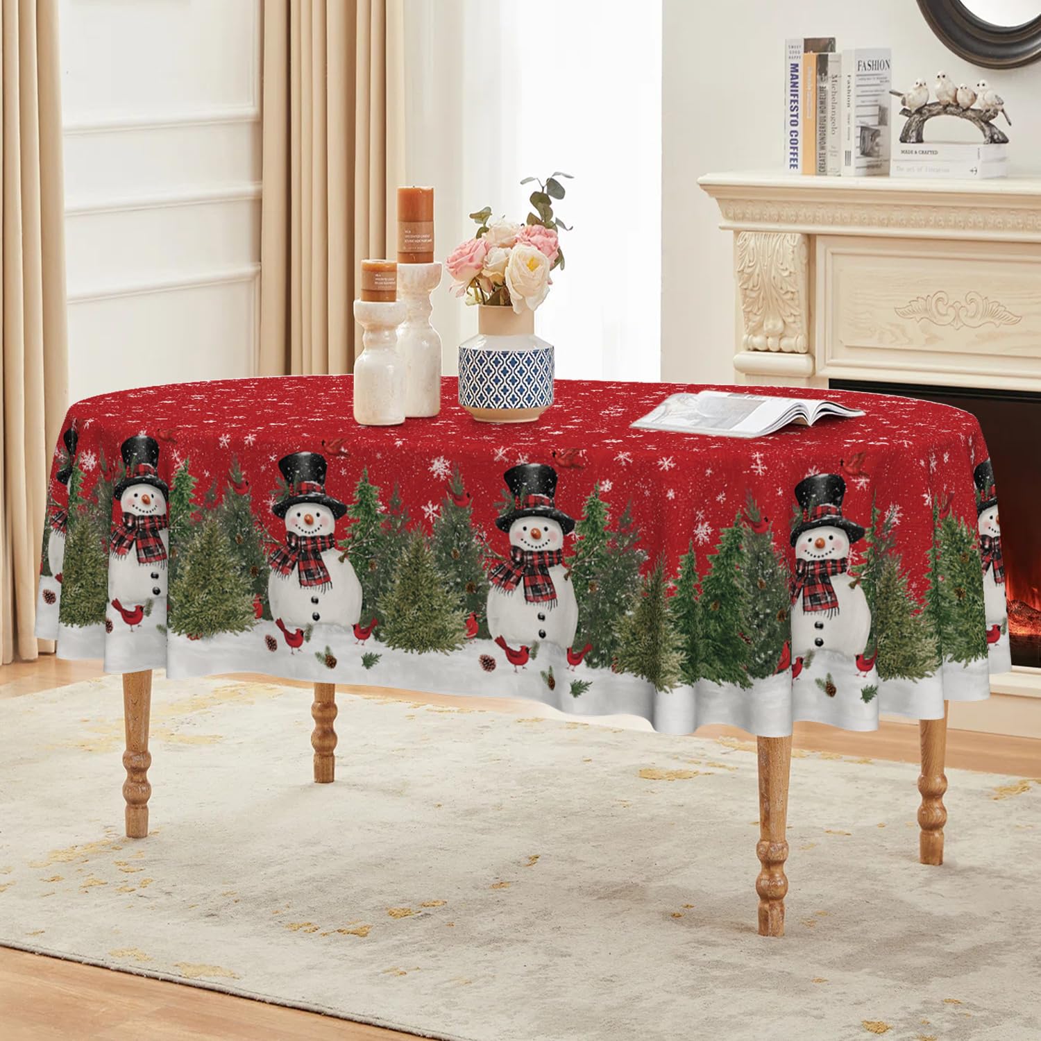 Horaldaily durable polyester tablecloth protects surfaces during meals