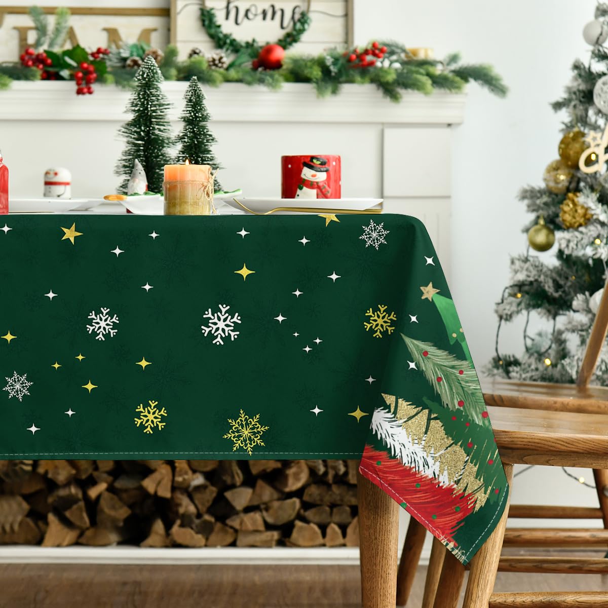 Horaldaily durable polyester tablecloth for holiday dining and events