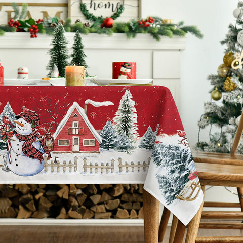 Horaldaily red holiday table cover brightens table spaces.
