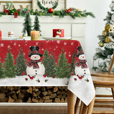 Horaldaily red holiday table cover enhances decor and stain resistance.