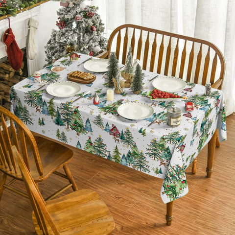 Horaldaily red house deer green trees pattern adds holiday charm