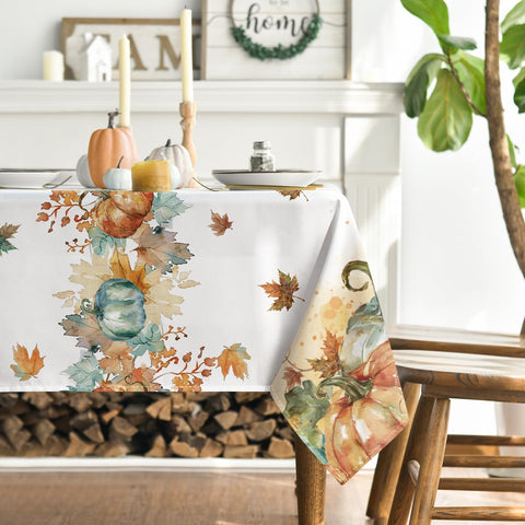 Horaldaily tablecloth close-up reveals washable polyester fabric and durable stitching.