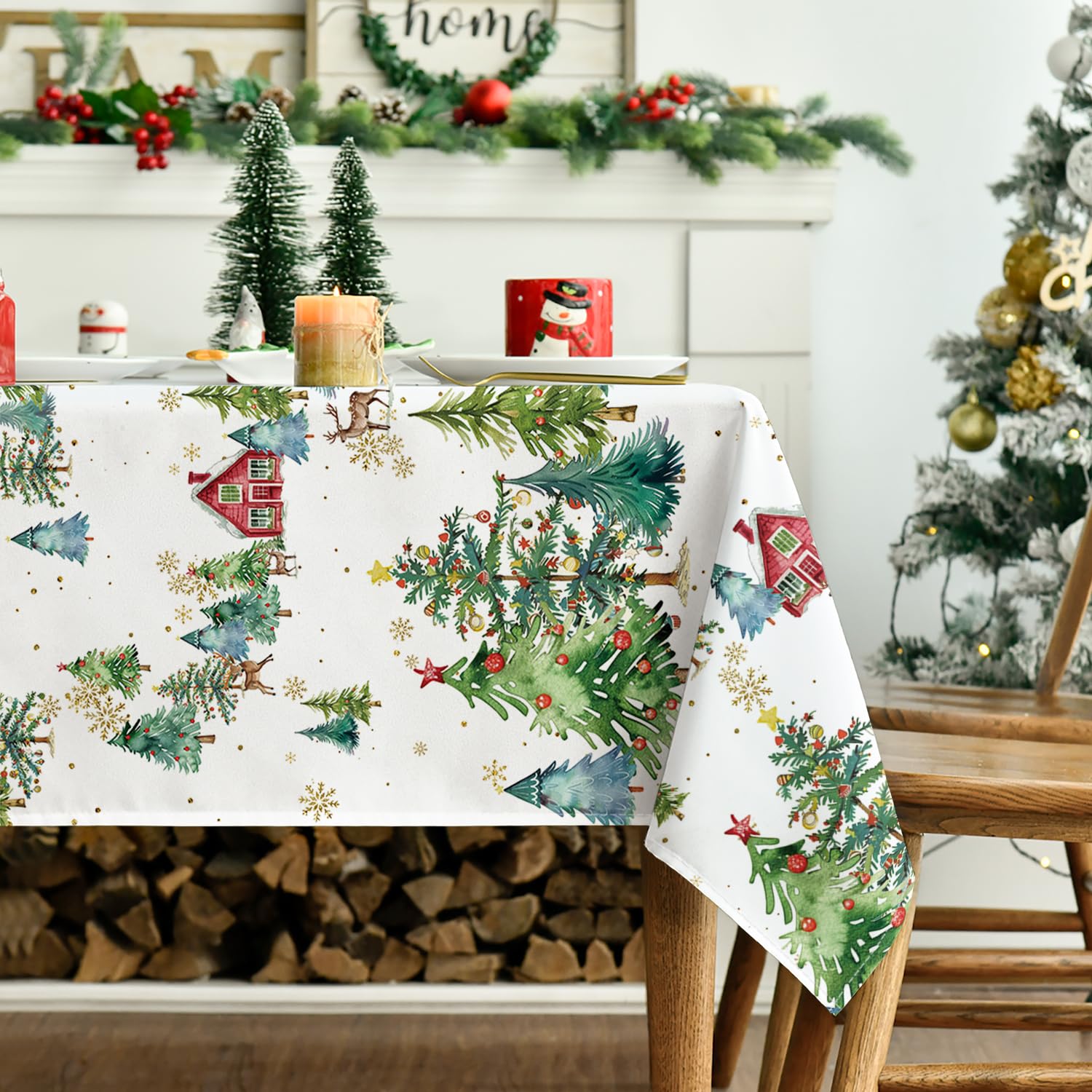 Horaldaily washable polyester tablecloth closeup shows durable fabric