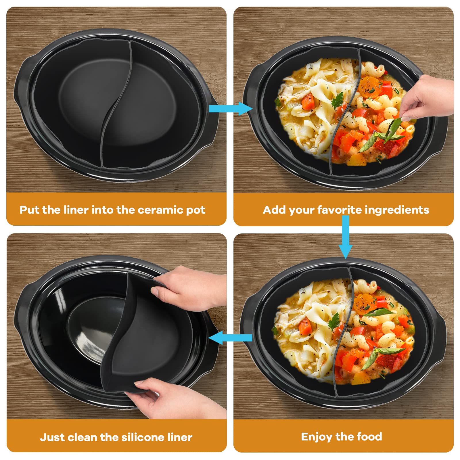 Horuhue dishwasher-safe cooker liner simplifies post-meal cleanup and maintenance.