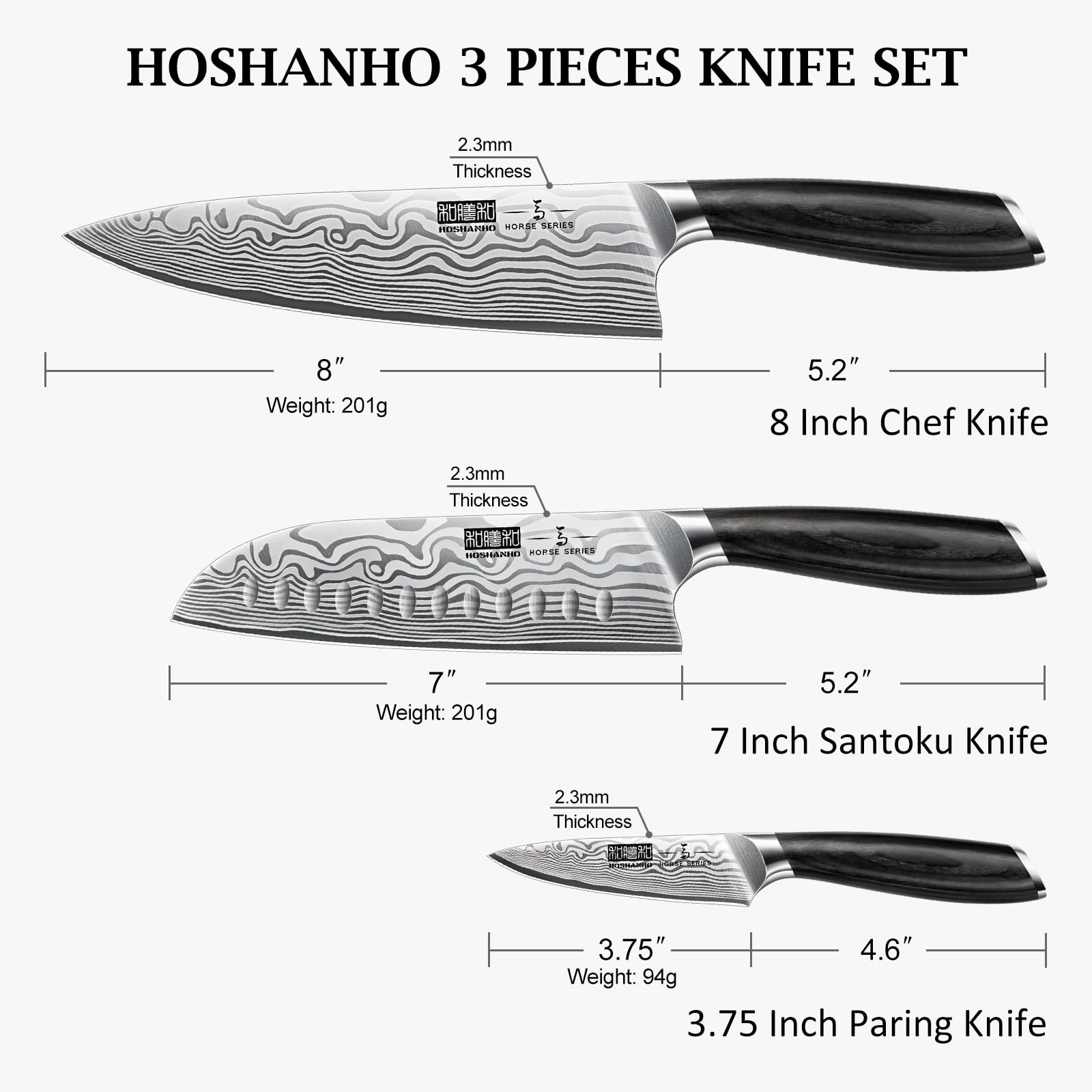 HOSHANHO 7-inch Santoku knife designed for quick and clean chopping.