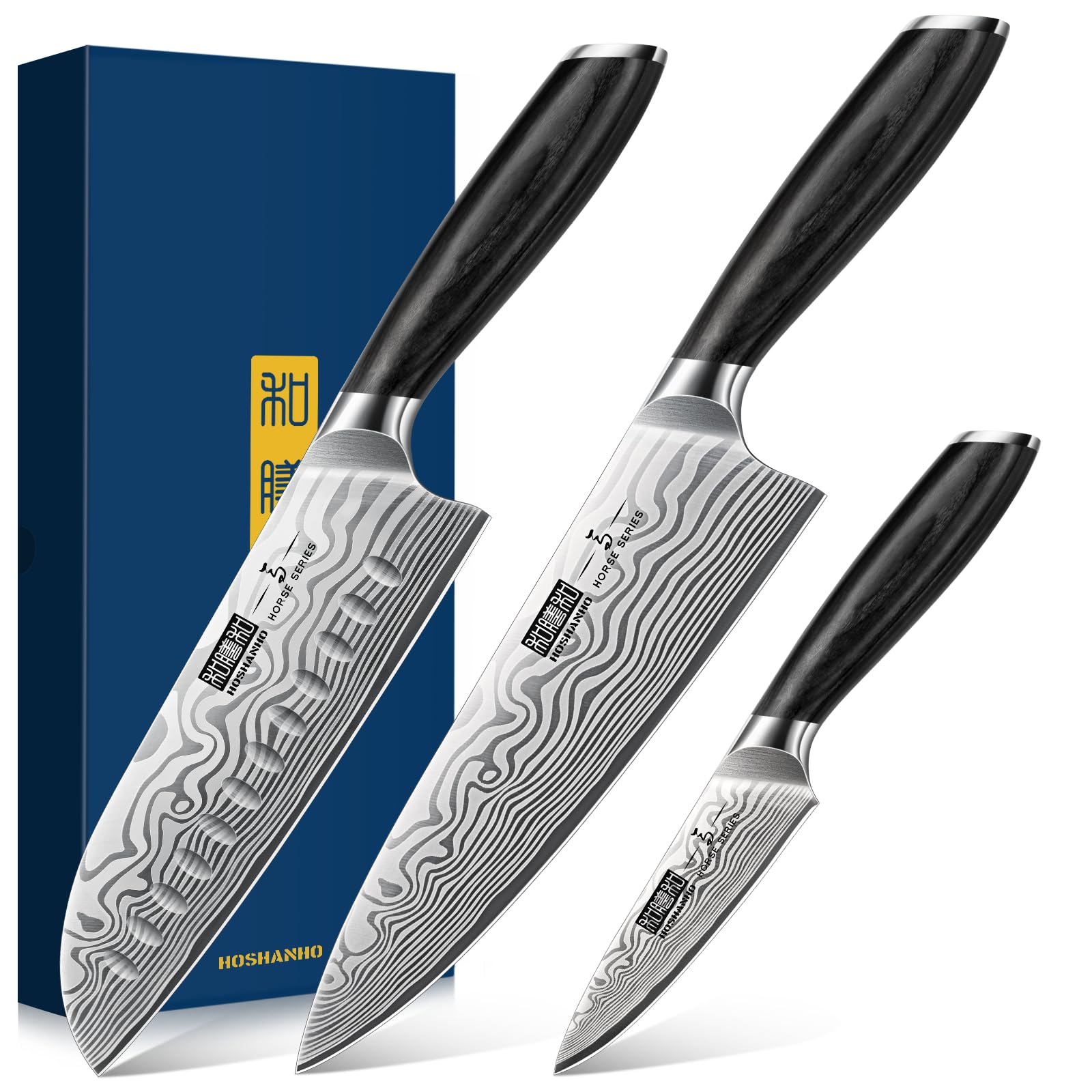 HOSHANHO 8-inch chef knife with ultra sharp edge for precise slicing.