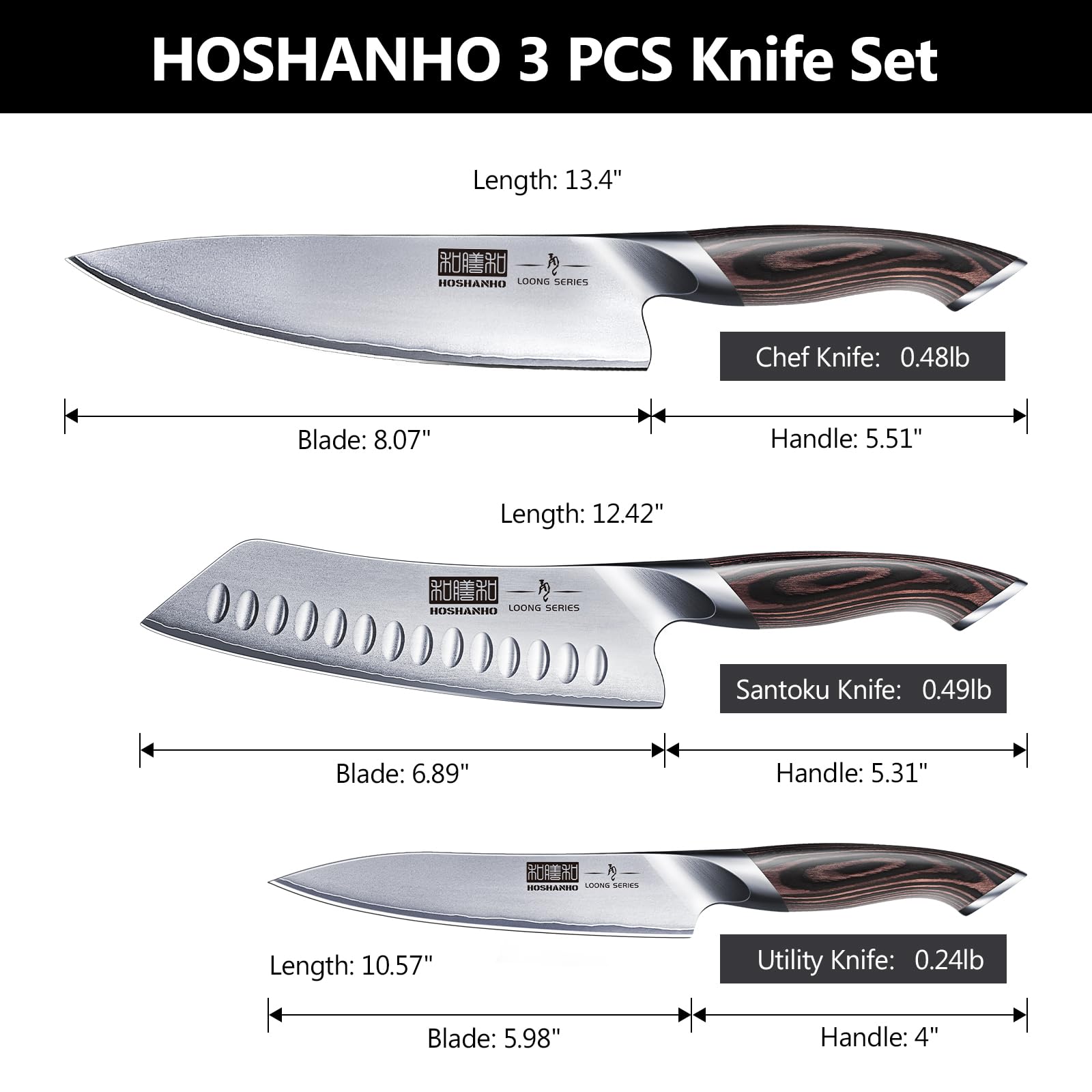 HOSHANHO 7-inch santoku knife close-up, precision slicing and mincing