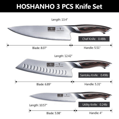 HOSHANHO 7-inch santoku knife close-up, precision slicing and mincing