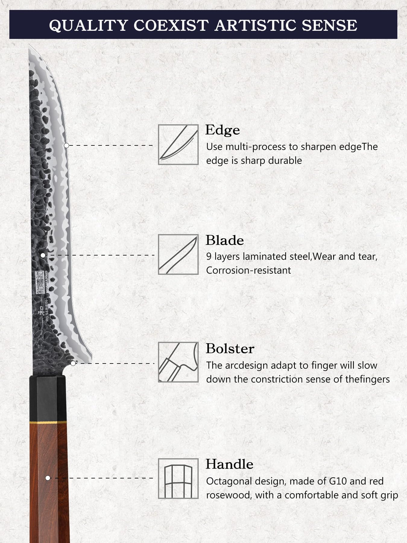 HOSHANHO fillet knife ergonomic handle for comfortable control during prep
