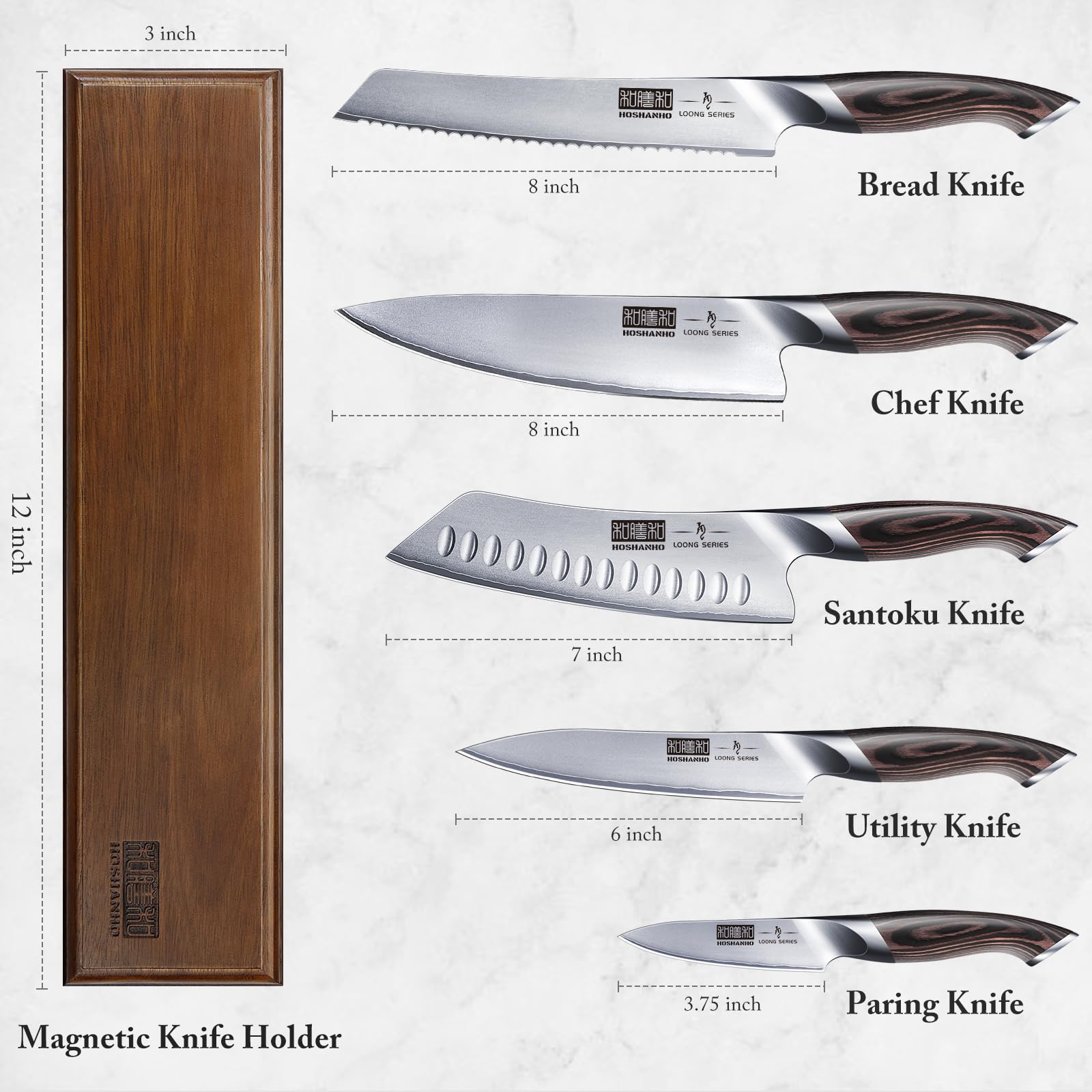HOSHANHO 8-inch chef knife ready for chopping vegetables with precision.