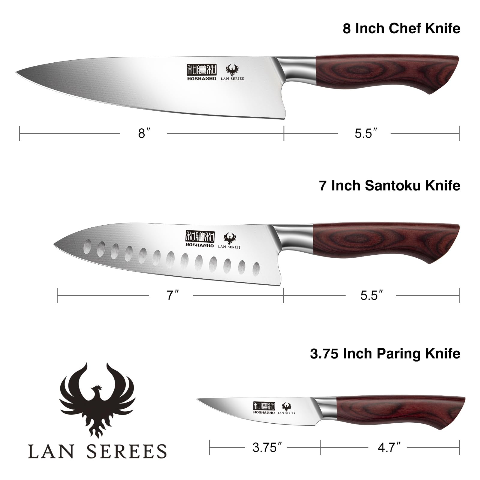 HOSHANHO 8-inch chef knife close-up, ultra sharp edge enables effortless slicing.