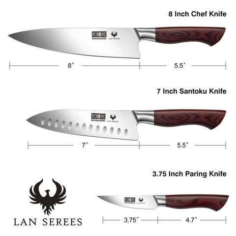 HOSHANHO 8-inch chef knife close-up, ultra sharp edge enables effortless slicing.