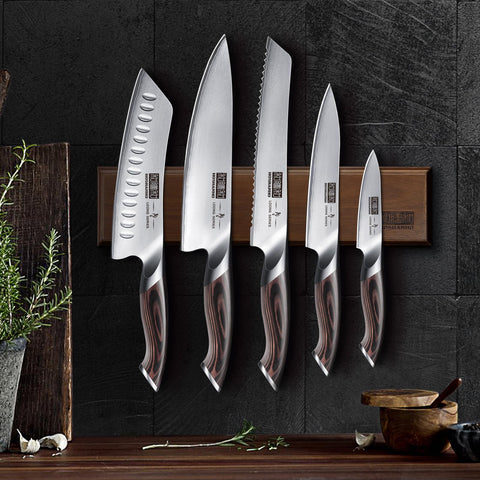 HOSHANHO acacia wood magnetic holder top view showcases natural finish.