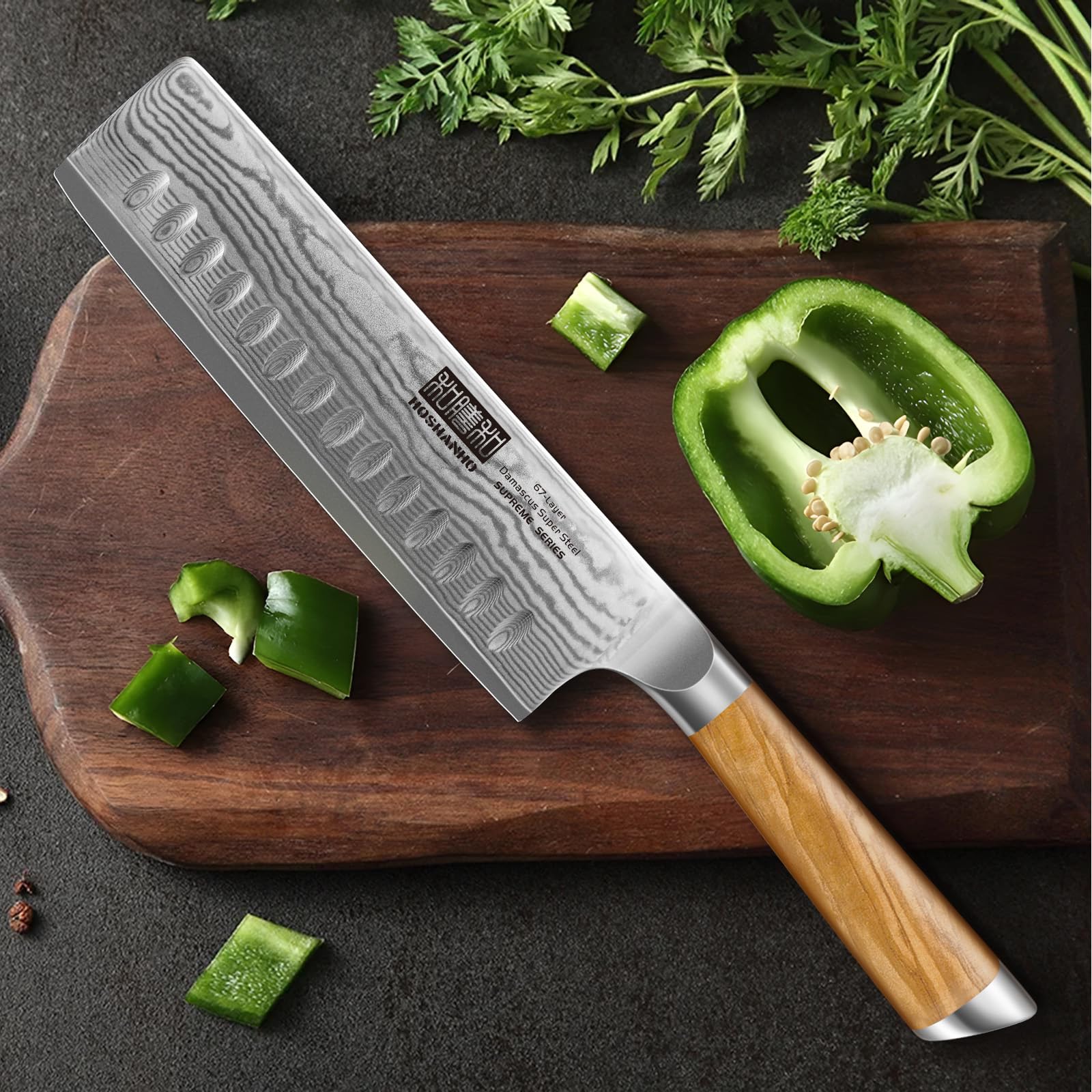 HOSHANHO anti-stick grooves reduce drag for easier slicing.