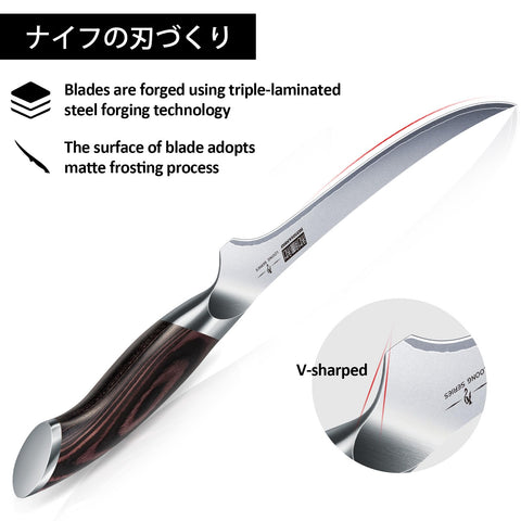 HOSHANHO boning knife ergonomic handle enhances grip comfort.