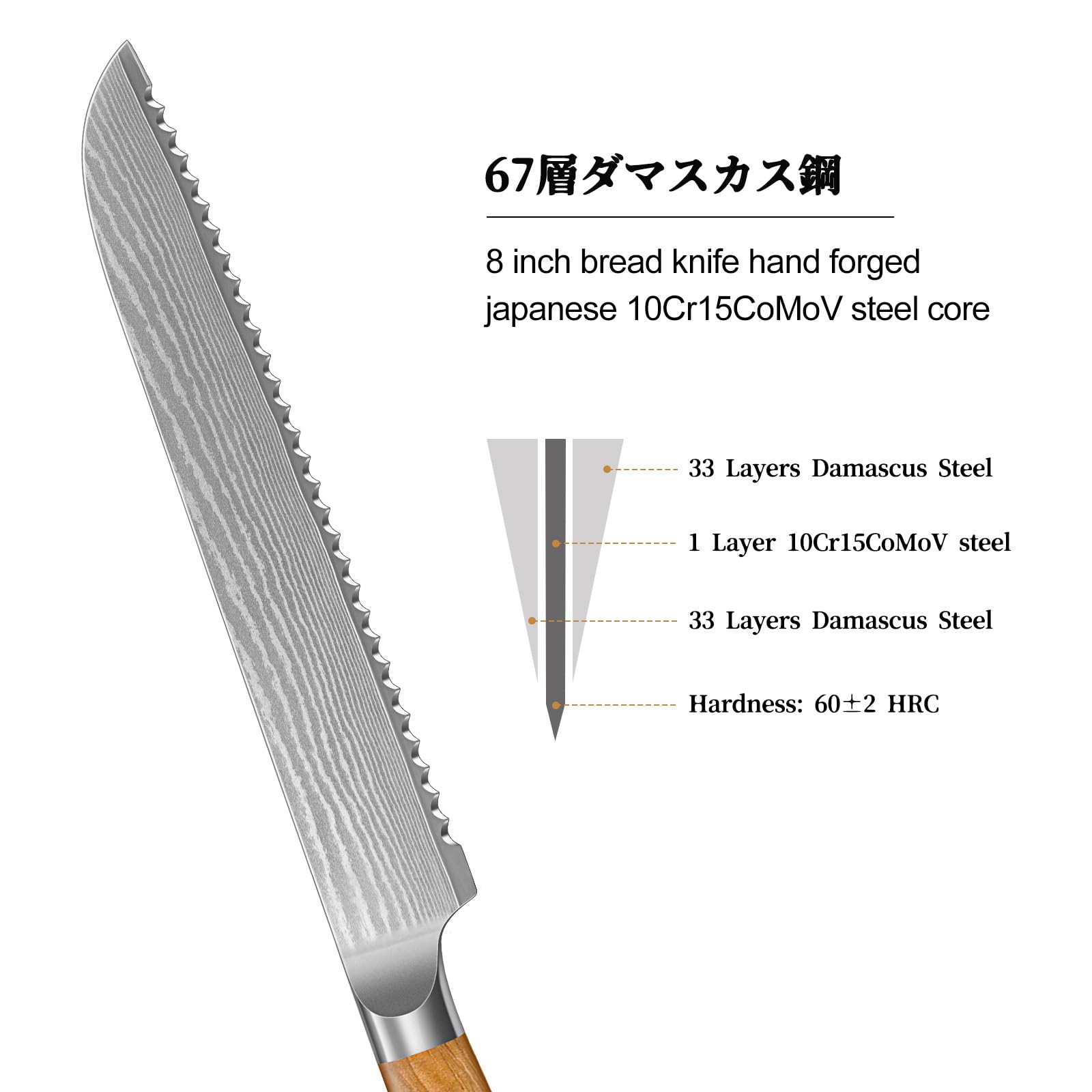 HOSHANHO serrated edge slices crusty bread effortlessly