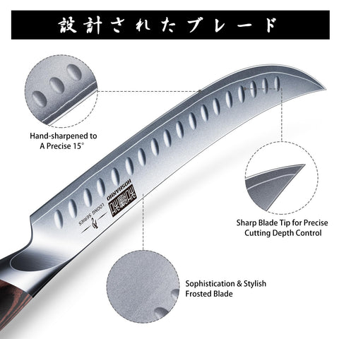 HOSHANHO brisket knife long blade easing slicing of large roasts.
