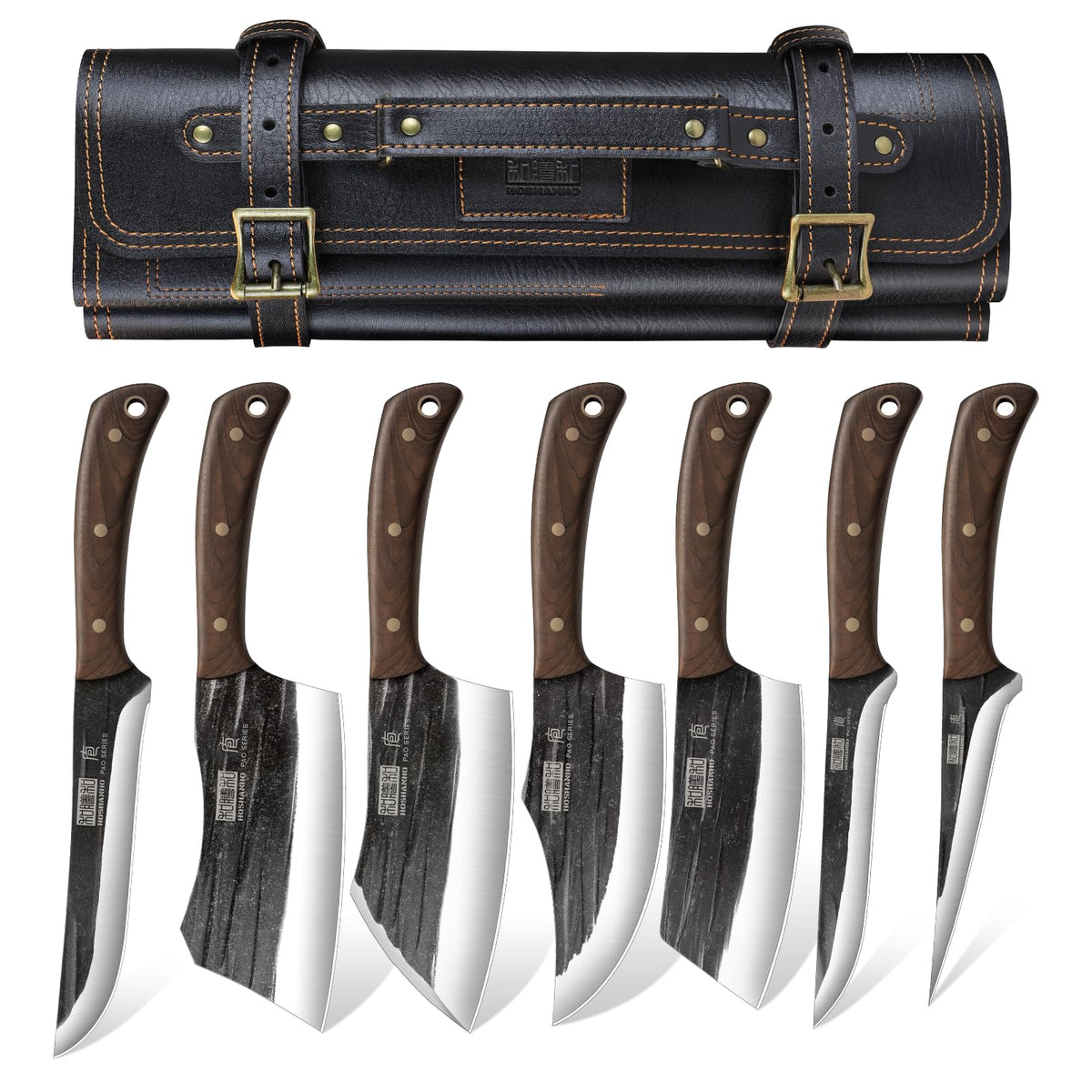 HOSHANHO butcher knife set with roll bag for organized outdoor cooking