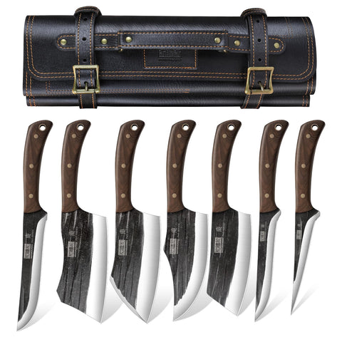 HOSHANHO butcher knife set with roll bag for organized outdoor cooking