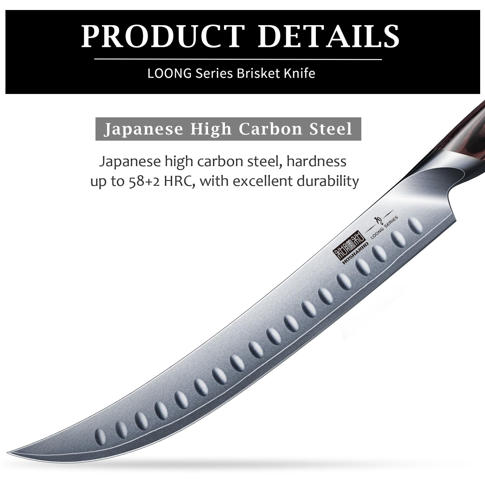HOSHANHO carving knife pakkawood handle provides secure grip during long use.