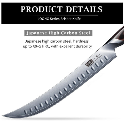 HOSHANHO carving knife pakkawood handle provides secure grip during long use.