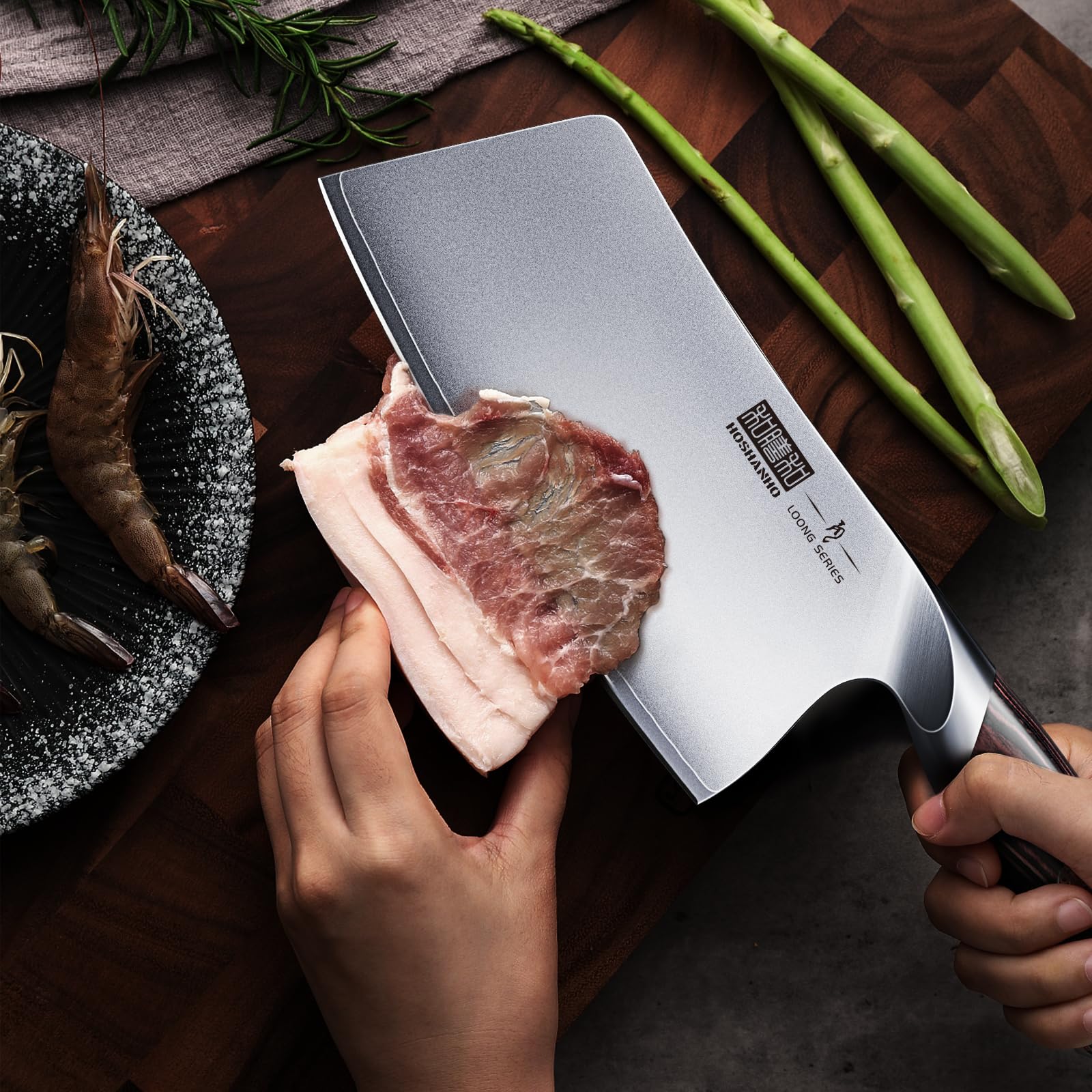 HOSHANHO Cleaver stored safely in a kitchen drawer for quick access.