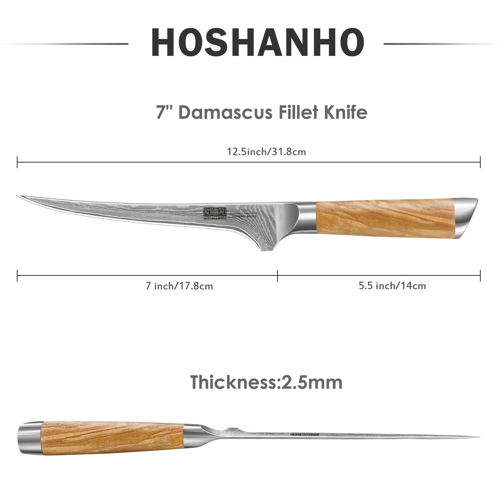 HOSHANHO 67-layer Damascus pattern highlight showing unique design