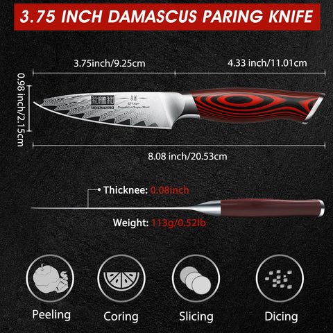 HOSHANHO damascus-pattern sandblasted surface enhances edge retention.