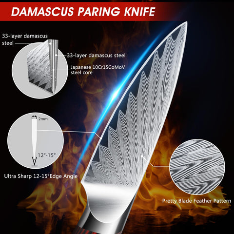 HOSHANHO paring knife edge 12-15 degree honing enables sharp control.