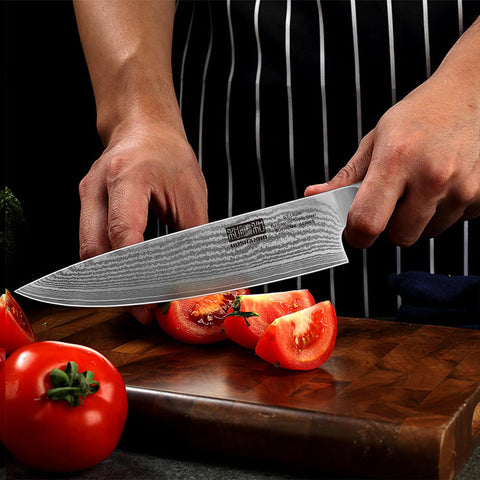 HOSHANHO ergonomic wood handle reduces fatigue during prep.
