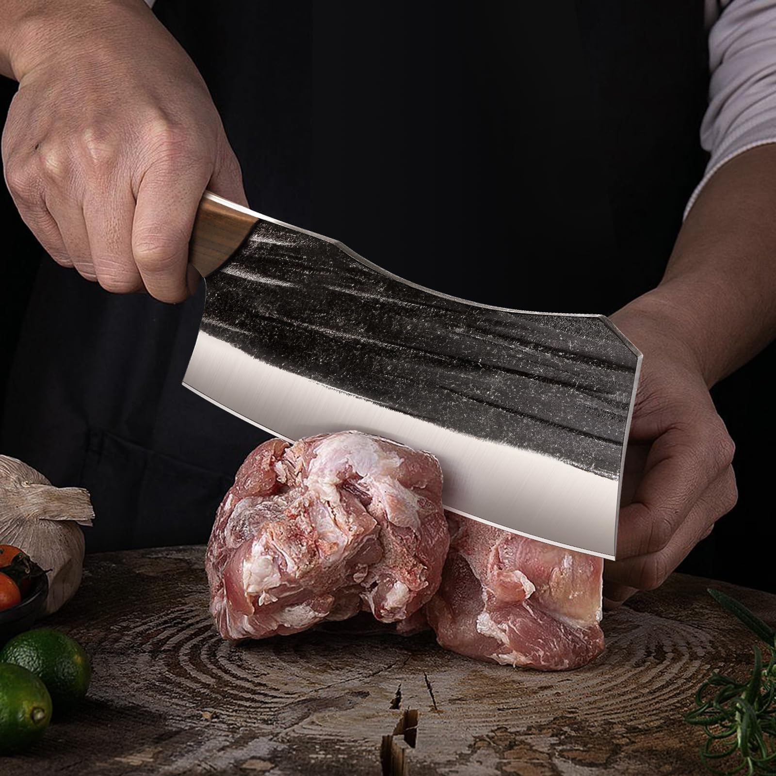 HOSHANHO ergonomic wood handle reduces fatigue during long prep