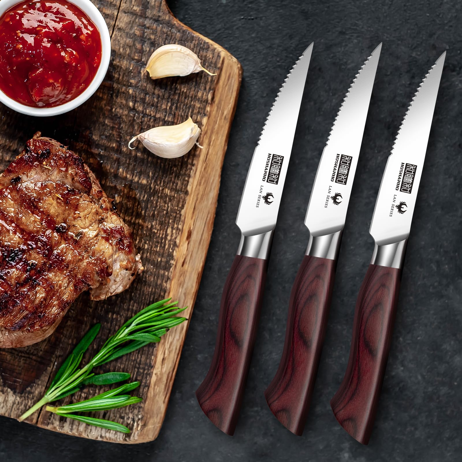 HOSHANHO ergonomic wood handle offers comfortable grip.