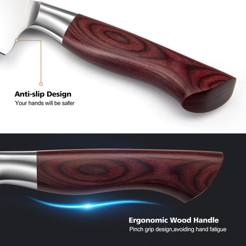 HOSHANHO ergonomic wood handle offers balanced grip and comfort