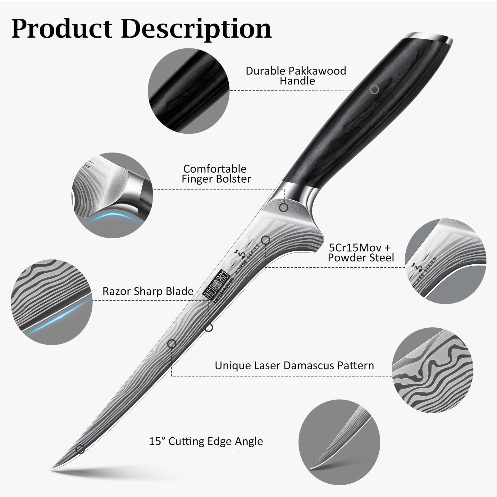 HOSHANHO fillet knife flexible blade for deboning and delicate filleting.