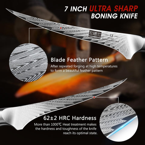 HOSHANHO flexible boning knife supports clean, delicate cuts.