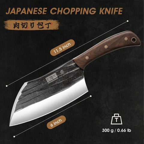 HOSHANHO full-tang walnut handle offers stable, comfortable grip.