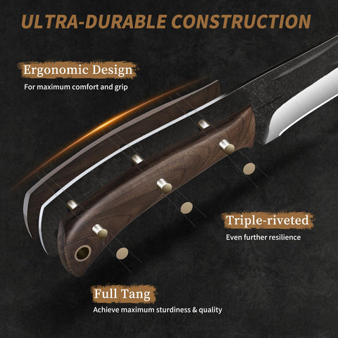 HOSHANHO full-tang wood handle provides balanced control