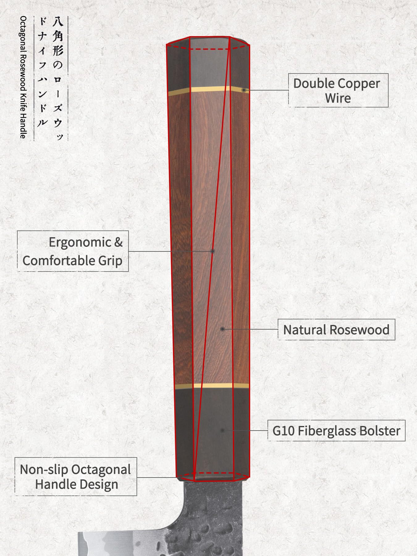 HOSHANHO gyuto hammer-pattern blade reveals traditional forging details